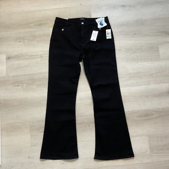 Curve Appeal Womens High Rise Flare Denim Jeans Black Size 16 New With Tag - Picture 3 of 16